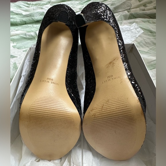 Nine West “For Tonight” Black Glitter Pumps size 9 1/2 M - Picture 8 of 11